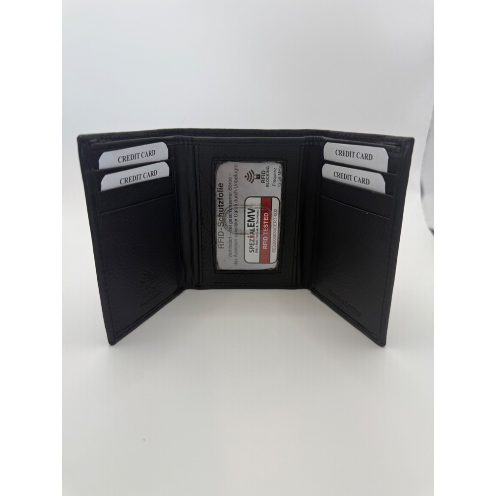 Men's Black RFID Leather Trifold Wallet ID Window Credit Card Holder Genuine Lea